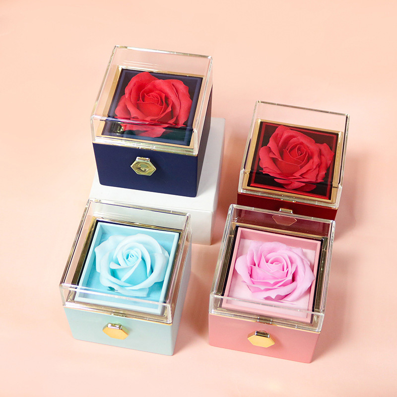 Rotating Preserved Rose Jewelry Box – Forever Rose Gift – view 7
