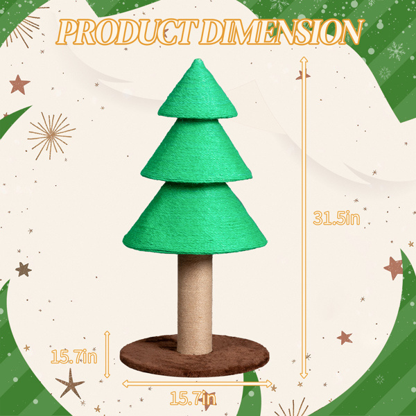 Christmas Tree Cat Scratcher – 31.5 in Sisal Scratching Post – view 4