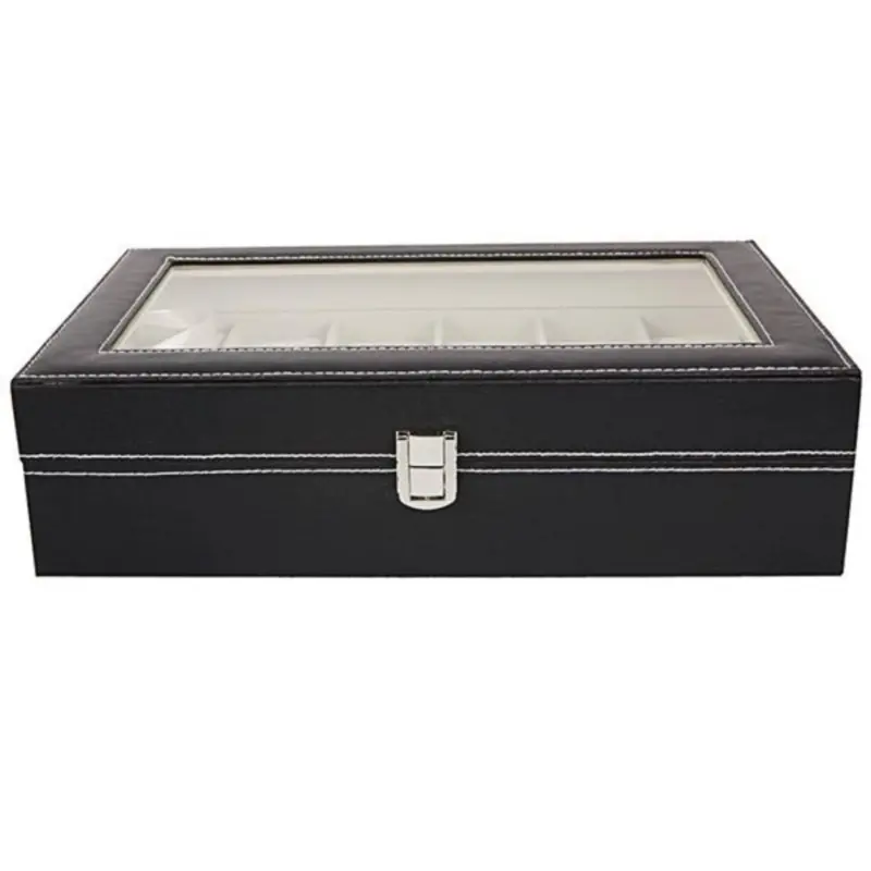 12-Slot Watch Box – Leather Watch Case Organizer