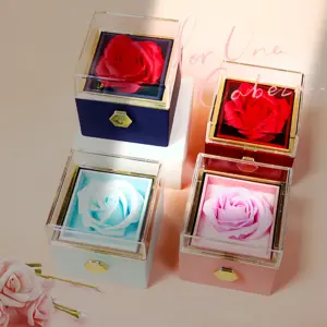 Rotating Preserved Rose Jewelry Box – Forever Rose Gift
