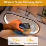 Bedside Lamp with Clock & Wireless Charger – Dimmable Touch