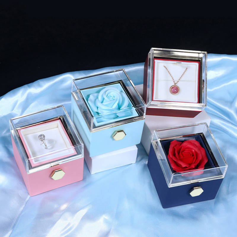 Rotating Preserved Rose Jewelry Box – Forever Rose Gift – view 4