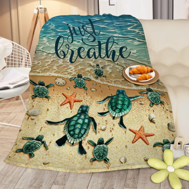 Sea Turtle Flannel Fleece Throw Blanket – Soft Ocean Print