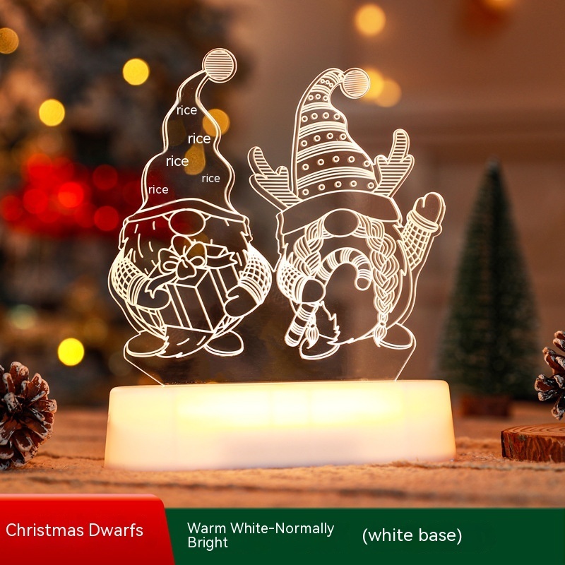 3D Christmas Gnome Night Light – Acrylic LED Table Lamp – view 7