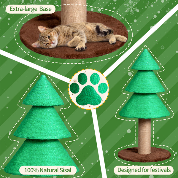 Christmas Tree Cat Scratcher – 31.5 in Sisal Scratching Post – view 2