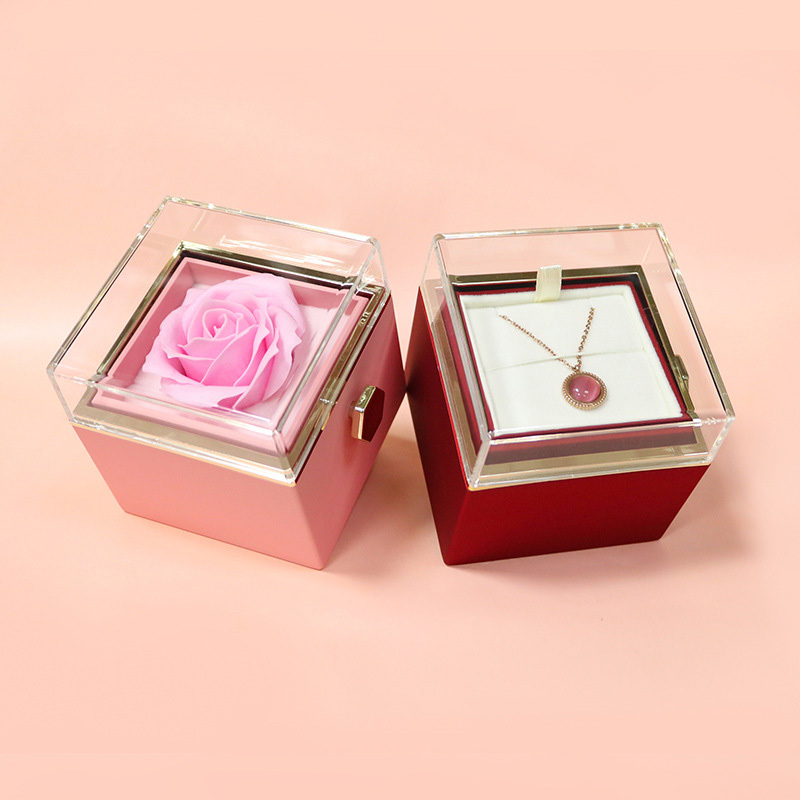 Rotating Preserved Rose Jewelry Box – Forever Rose Gift – view 10