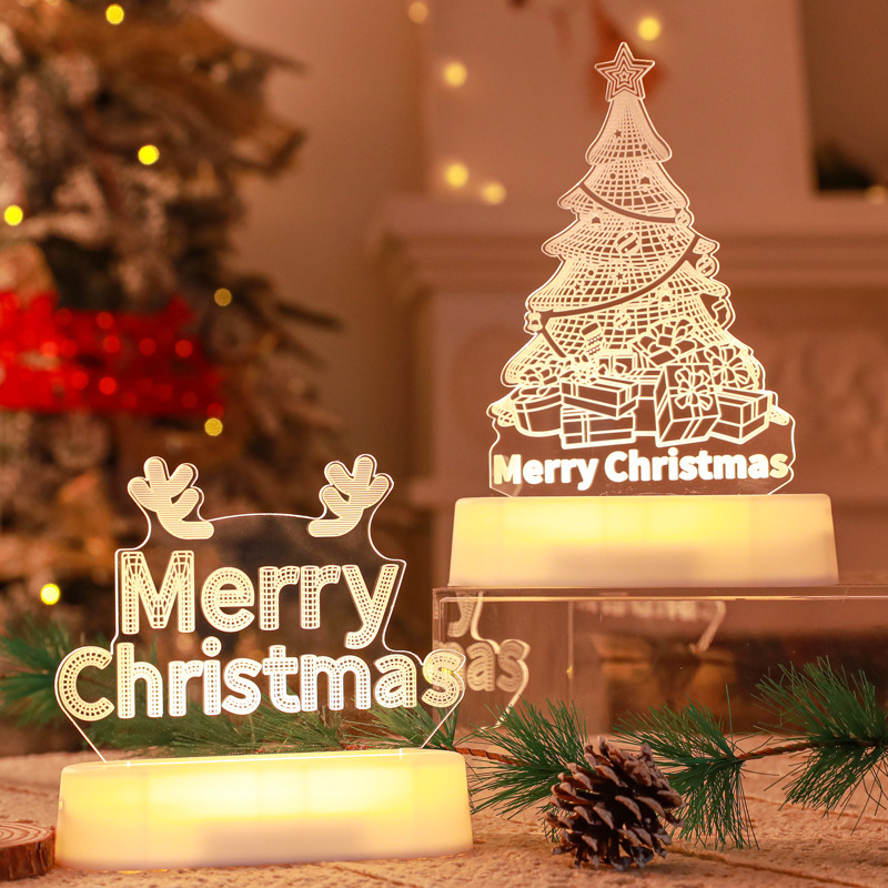 3D Christmas Gnome Night Light – Acrylic LED Table Lamp