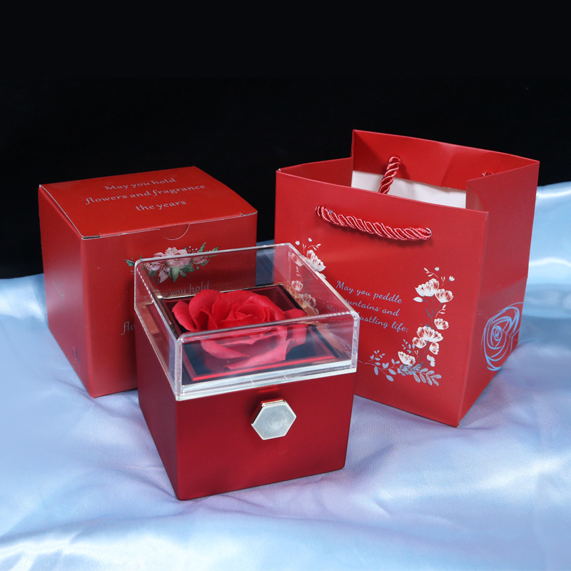 Rotating Preserved Rose Jewelry Box – Forever Rose Gift – view 3