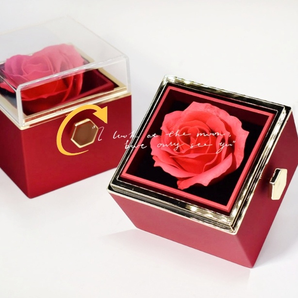 Rotating Preserved Rose Jewelry Box – Forever Rose Gift – view 2