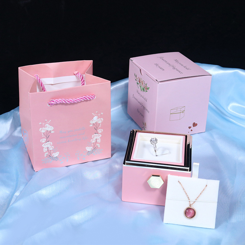Rotating Preserved Rose Jewelry Box – Forever Rose Gift – view 9