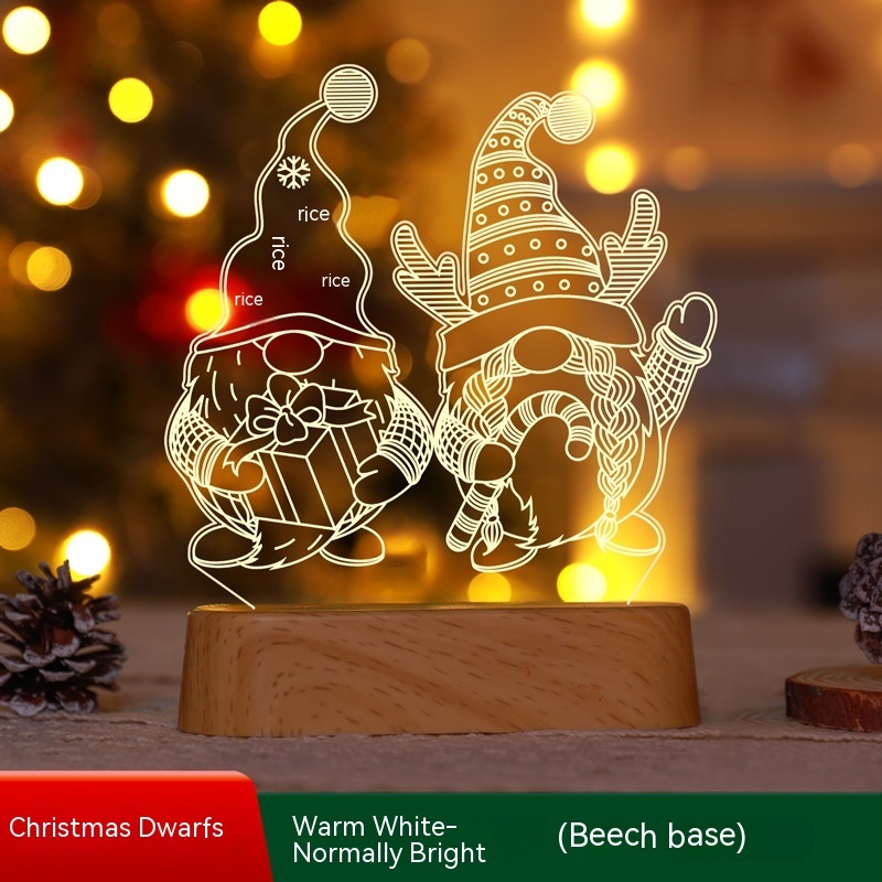3D Christmas Gnome Night Light – Acrylic LED Table Lamp – view 5