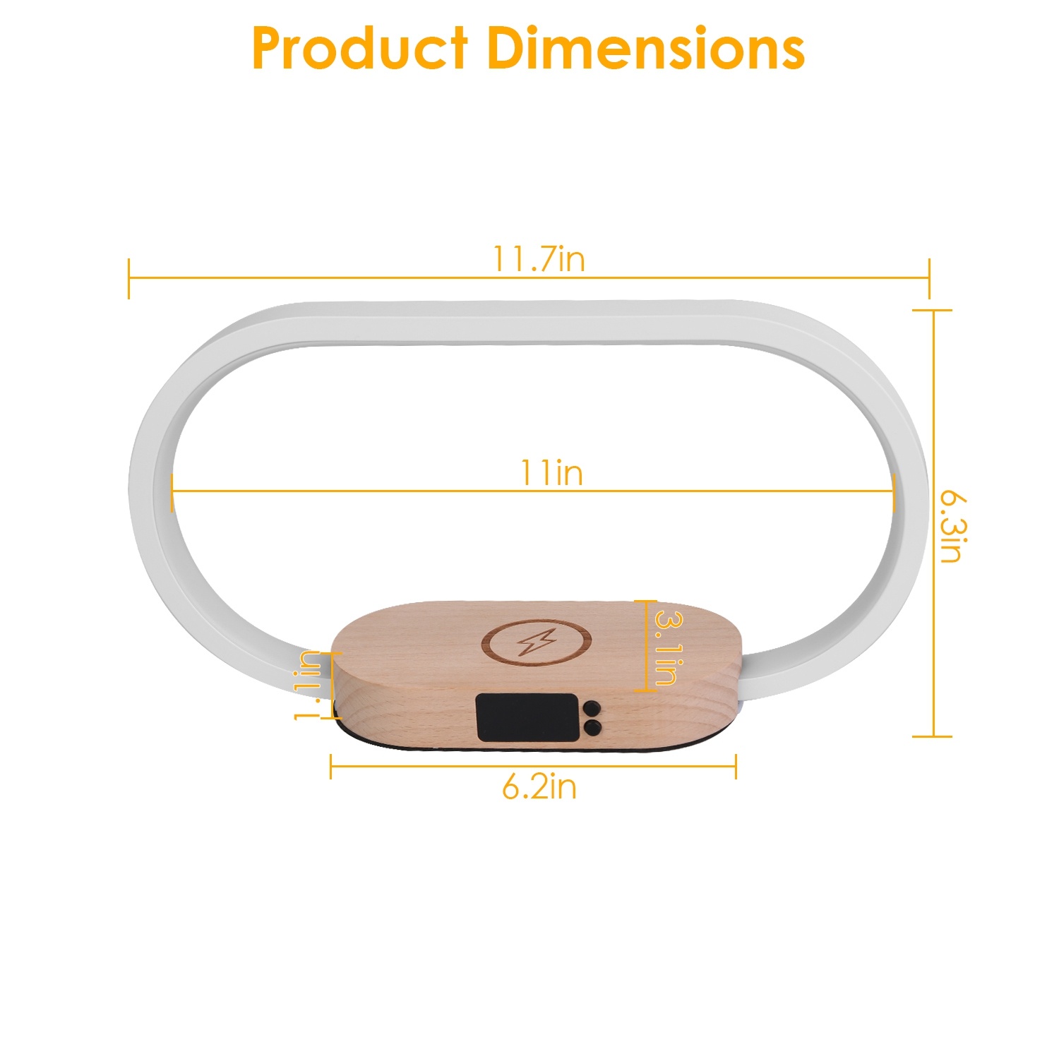 Bedside Lamp with Clock & Wireless Charger – Dimmable Touch – view 2
