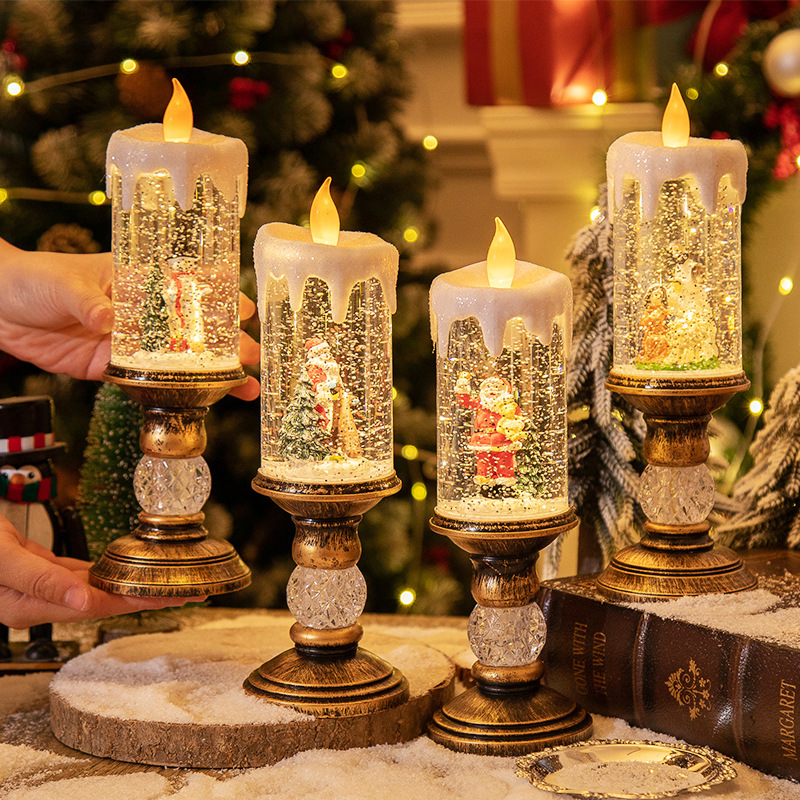 LED Christmas Candle Lights – Santa, Snowman & Tree Decor